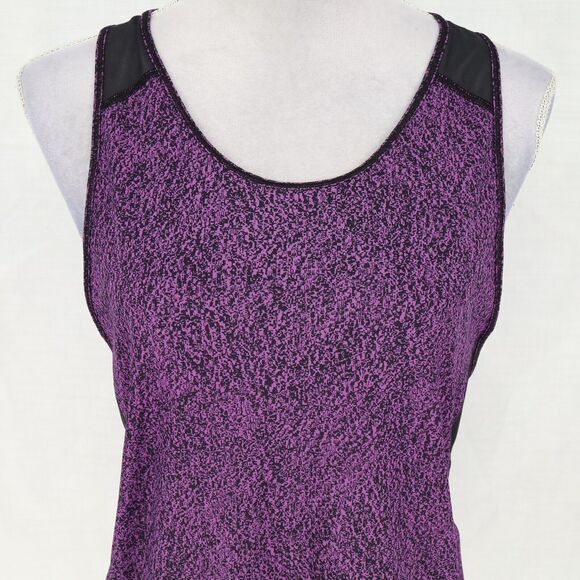 Lululemon Tank Top Womens Medium Purple Black Print Mesh Back Yoga Exercise - Picture 7 of 12